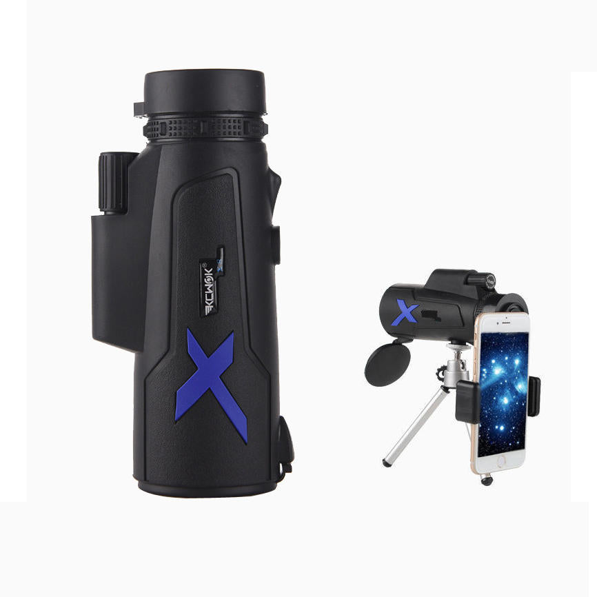 12X50 Waterproof Monocular Optical HD Lens Portable Telescope + Mobile Phone Clip + Telescopic bracket