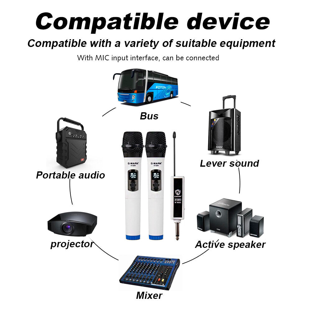 Wireless Microphone Recording Karaoke Handheld With Rechargeable Portable Receiver for Party Home Wedding