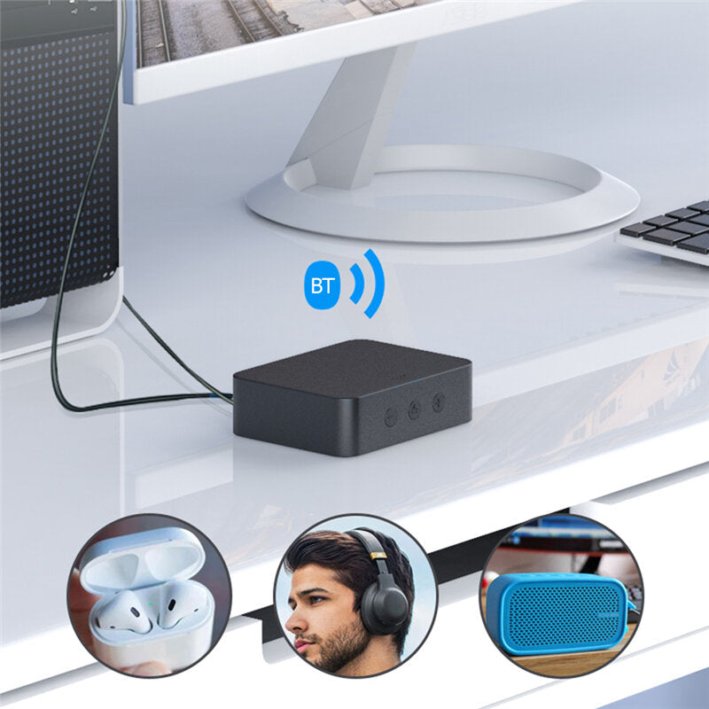 Multi-Function Bluetooth Transmitter Audio Adapter Hi-Fi Noise Reduction BT5.0 AUX-In TF Card Coaxial Optical Fiber SPDIF Audio Transmitter