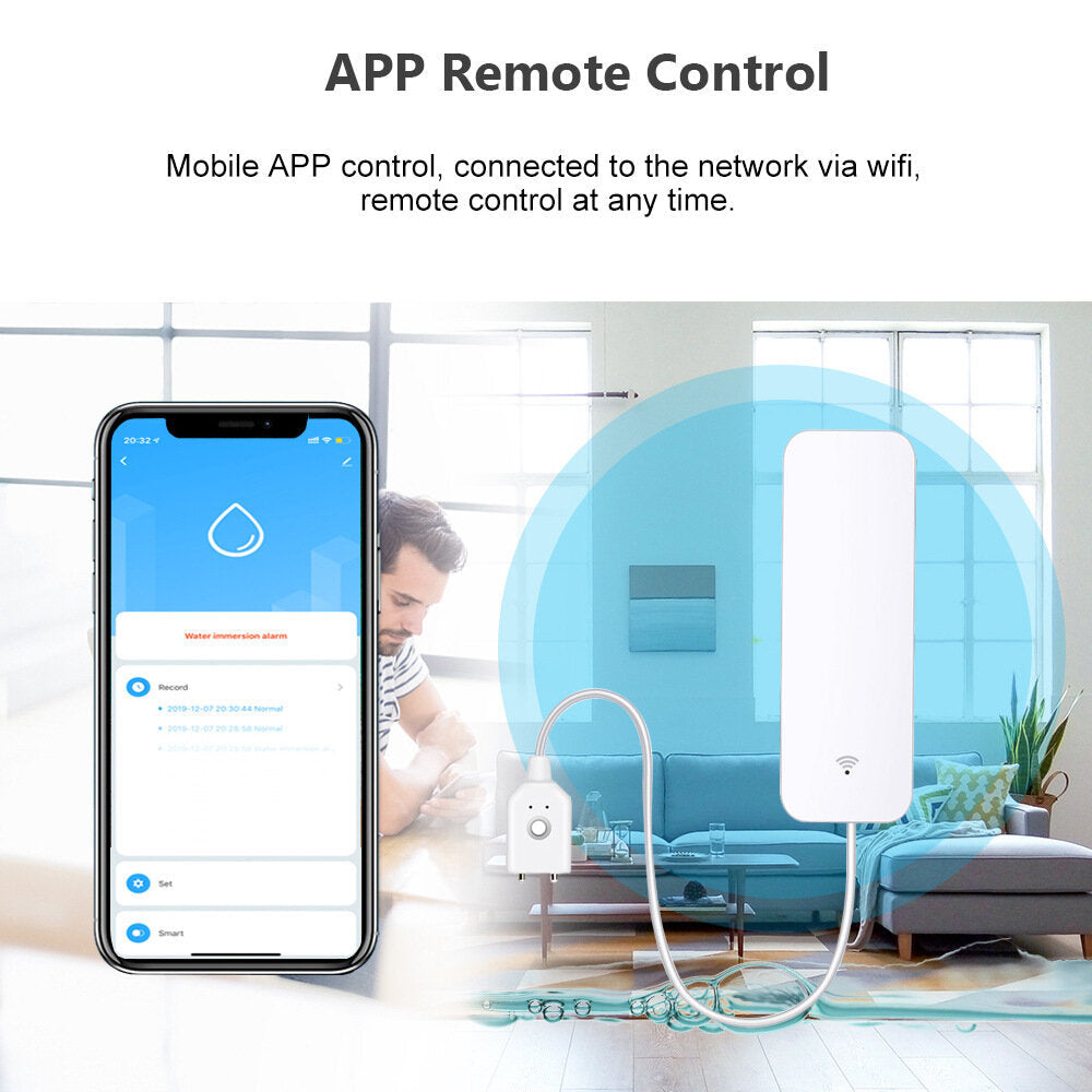Smart WiFi 2.4GHz Remote Water Immersion Sensor Alarm Water Leakage Monitoring Detector