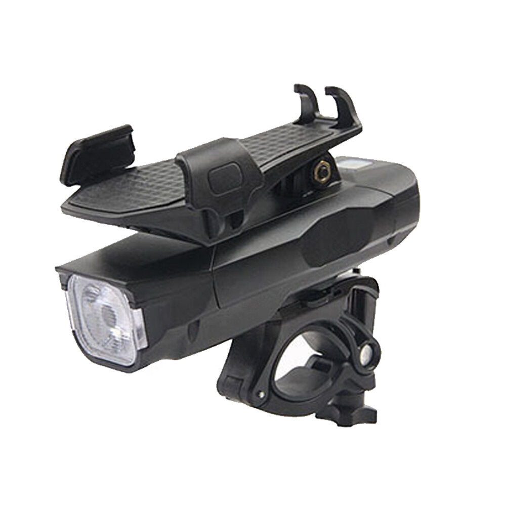4-in-1 Bike Headlight T6 500lm 3 Modes Bike Front Lamp Power Bank Phone Hold 120dB Horn for 4-6.3inch Phone Cycling Bicycle