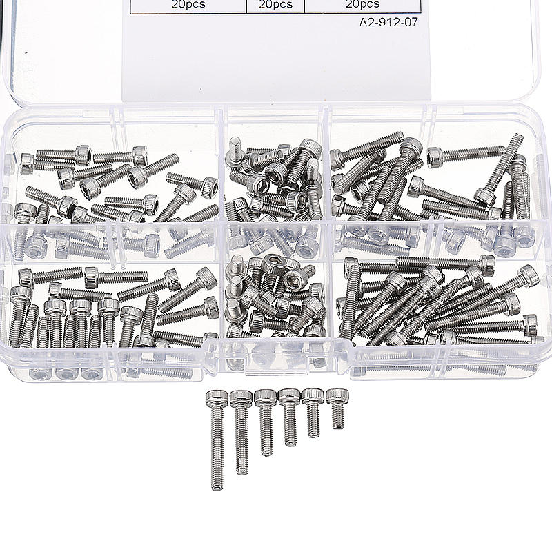 M3SH4 M3 Stainless Steel Hex Socket Cap Head Screw Allen Bolt Assortment Kit 120Pcs