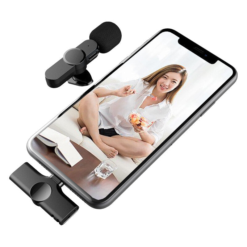 Mini Type-C Lightnings Plug Play Lapel Microphone Wireless Lavalier Mic for Live Stream Vloggers Interview Auto-syncs Clip-on