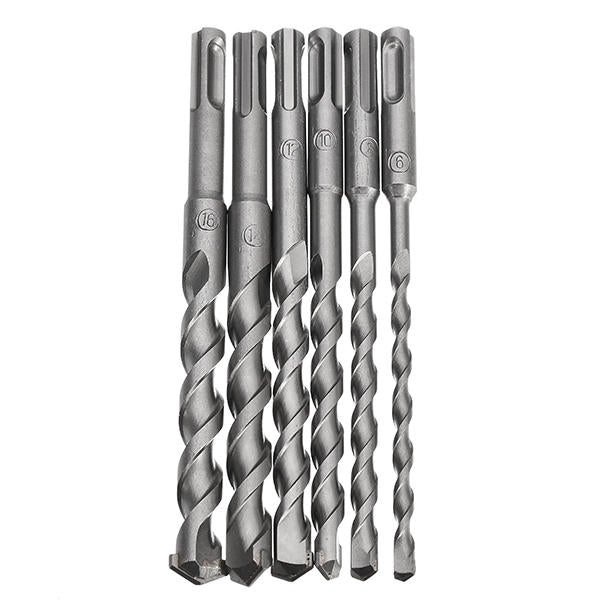 6Pcs 6 to 16mm Electric Hammer Drill Bit Set 160mm Carbide Tip SDS Plus Shank Concrete Bits