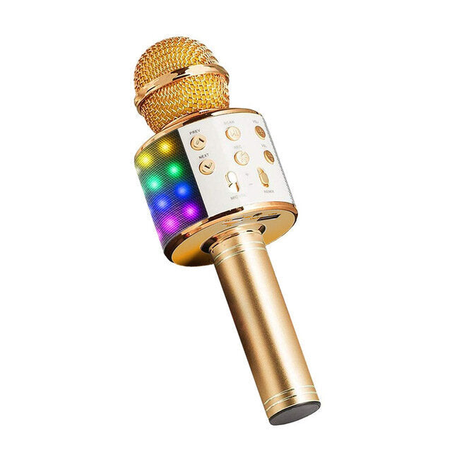 blueatooth Karaoke Microphone Wireless Speaker Stereo TF Card AUX-In Colourful Light Portable Handheld KTV Singing Player