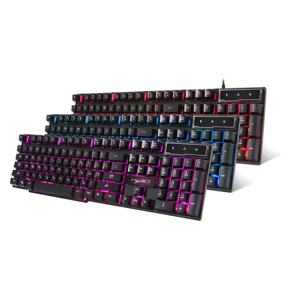 Wired Russian Gaming Keyboard 104 Keys 3 Colors LED Backlight Keyboard for Computer Laptop PC Gamer