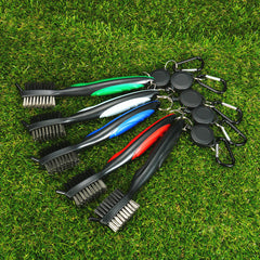 Double Sided Portable Retractable Zip-line Golf Club Brush Wedge Cleaner Cleaning Brush