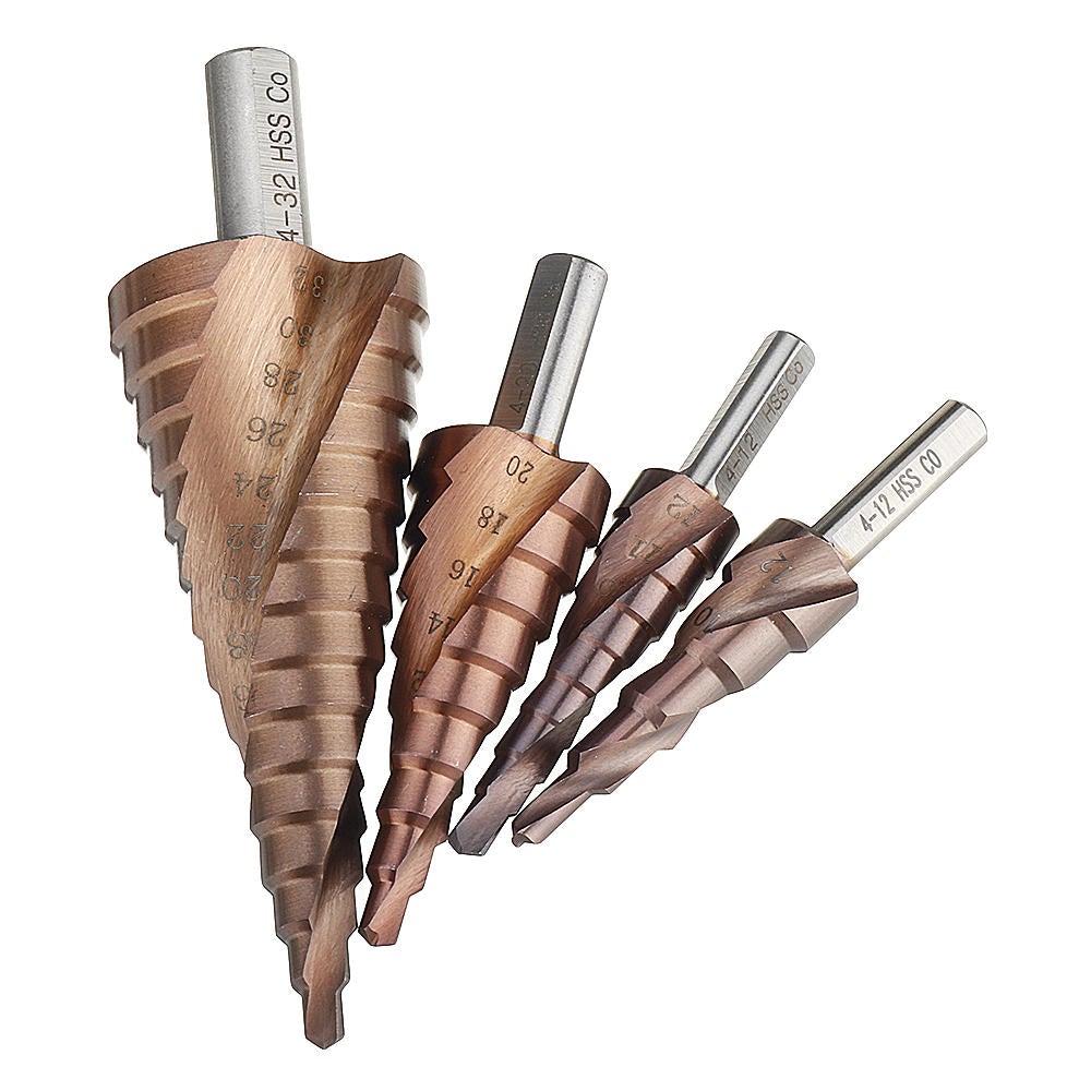 Cobalt Step Drill Bit Triangle Shank 4-12/4-20/4-32mm Spiral Flute Step Drill