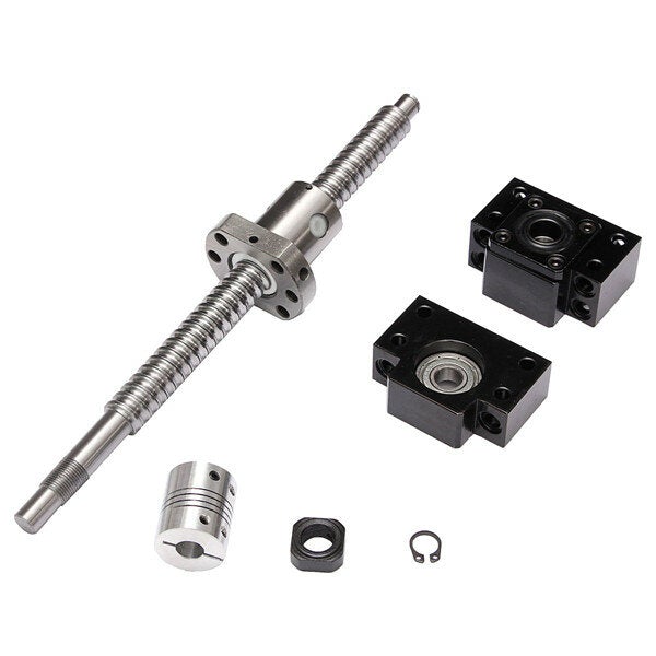 Ball Screw Length 250mm with 1 Set BK/BF12 Supports and 6.35mm x 10mm Coupler for CNC