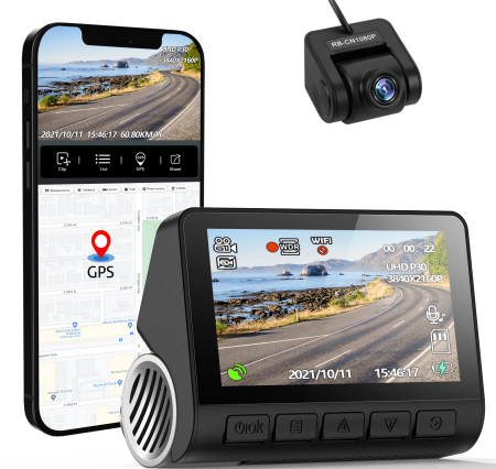 Dash Cam Car DVR 2160P GPS ADAS 24H Parking Support Rear Cam Night Vision Voice Prompt APP Control