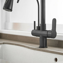 3 in 1 Kitchen Pull Down Sprayer 360 Rotating Hot and Cold Water Mixer Tap Direct Drinking Faucet