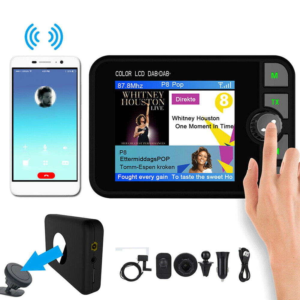 2.4 inch Color Screen Car DAB Digital Receiver DAB+Radio with Handsfree Bluetooth Kit and Music Play USB Charging