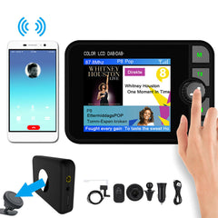 2.4 inch Color Screen Car DAB Digital Receiver DAB+Radio with Handsfree Bluetooth Kit and Music Play USB Charging