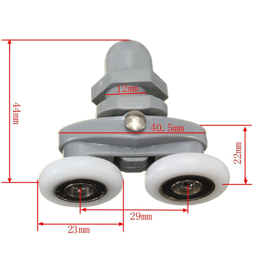 4PCS Twin Bottom Top Shower Door Rollers Pulleys Wheels Runner Slider 20mm Shower Faucet Accessories