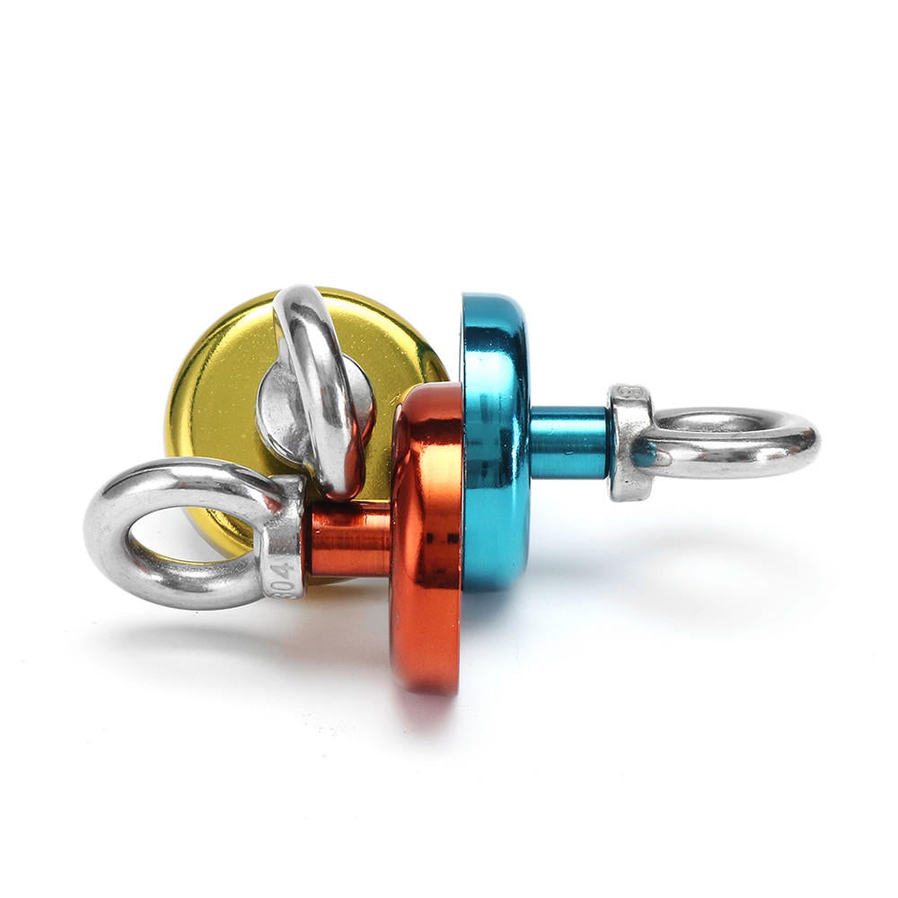 48mm 90kg Neodymium Recovery Magnet Metal Detector Circular Eyebolt Red/Yellow/Blue