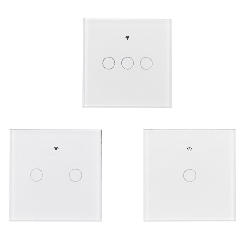 EU/UK 1/2/3 Gang eWelink WIFI Smart Wall Light Switch Touch Panel APP Remote Control Switch Single Live Wire No Neutral Line Switch