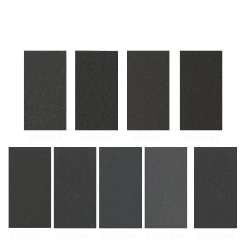 36pcs 9x3.6 Inch Wet Dry Sanding Paper 400-3000 Grit Sand Paper for Wood Metal Polishing Abrasive Tools