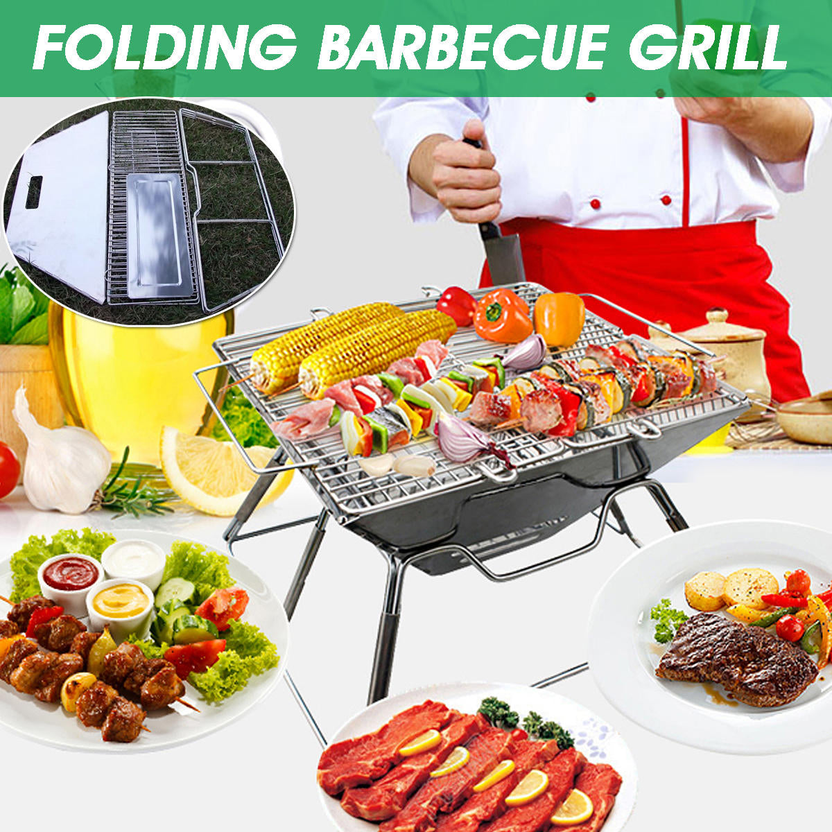 31x31x22cm Folding BBQ Barbecue Grill Portable Outdoor Home BBQ Tools Easy Installation