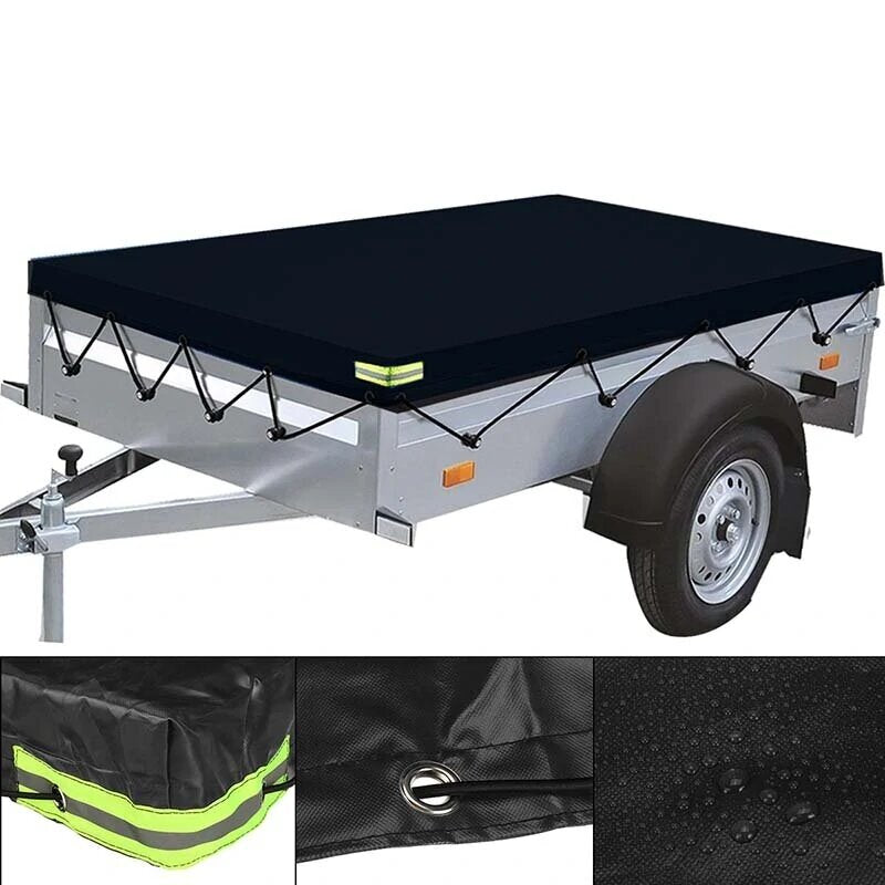 210-260cm 600D PVC Waterproof Trailer Cover Auto Roof Tent Heavy Duty Dustproof Protector Cover Travel Camping Canopy