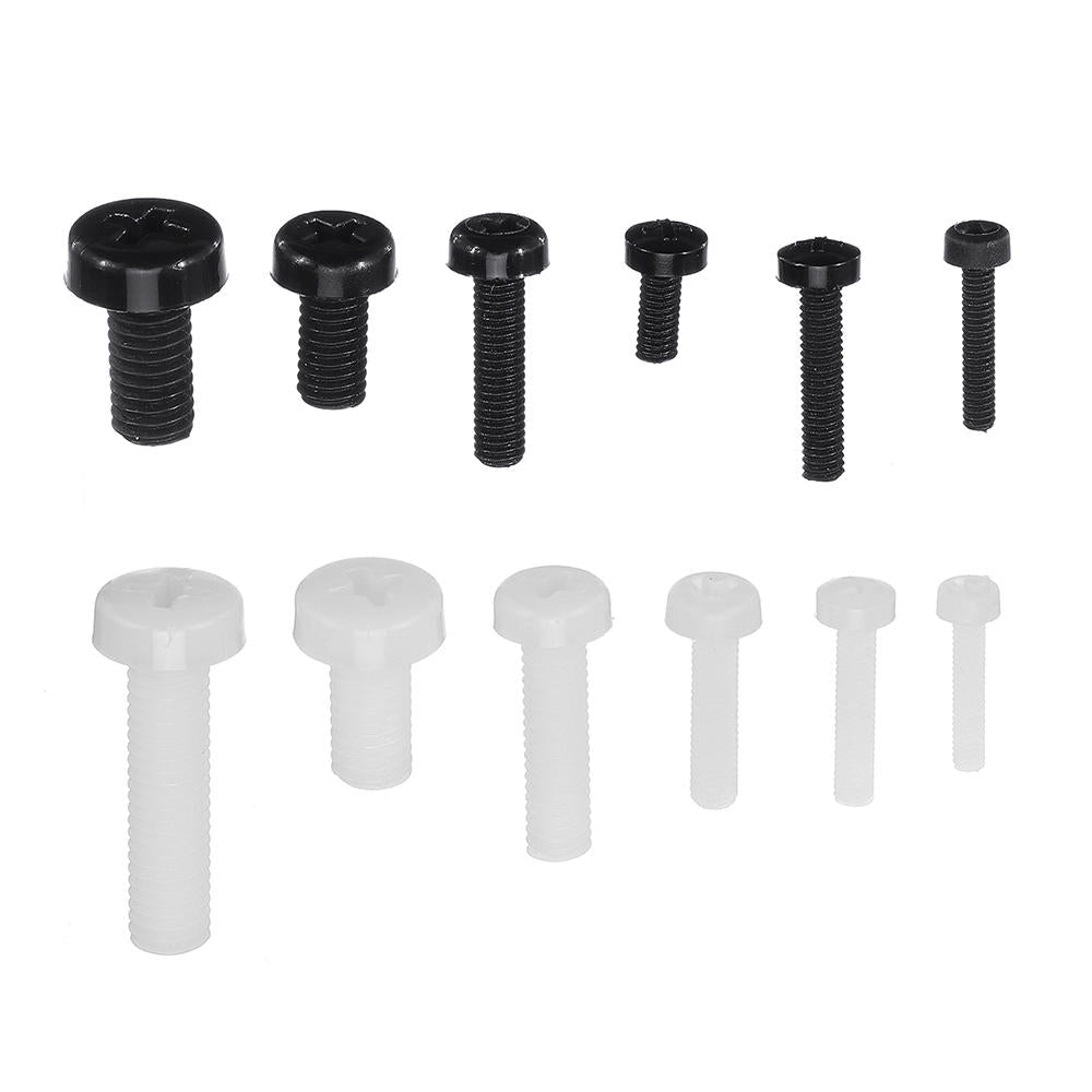 270Pcs White/Black M2-M5 Plastic Nylon Phillips Screw Round Head Hex Nut Assortment Kits