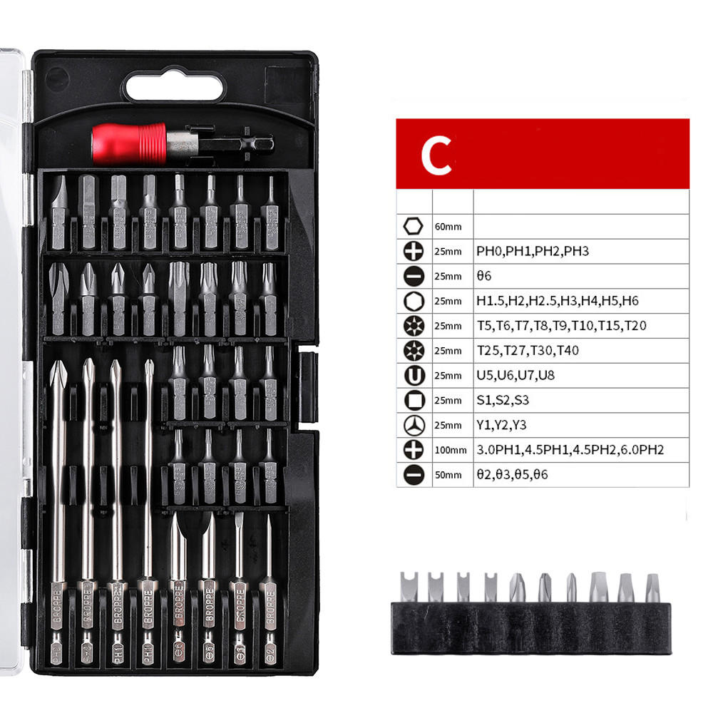 A/B/C/D Type Screwdriver Drill Bits Tools kit 1/4 Inch Hex Shank Magnetic Screwdriver Bit Set