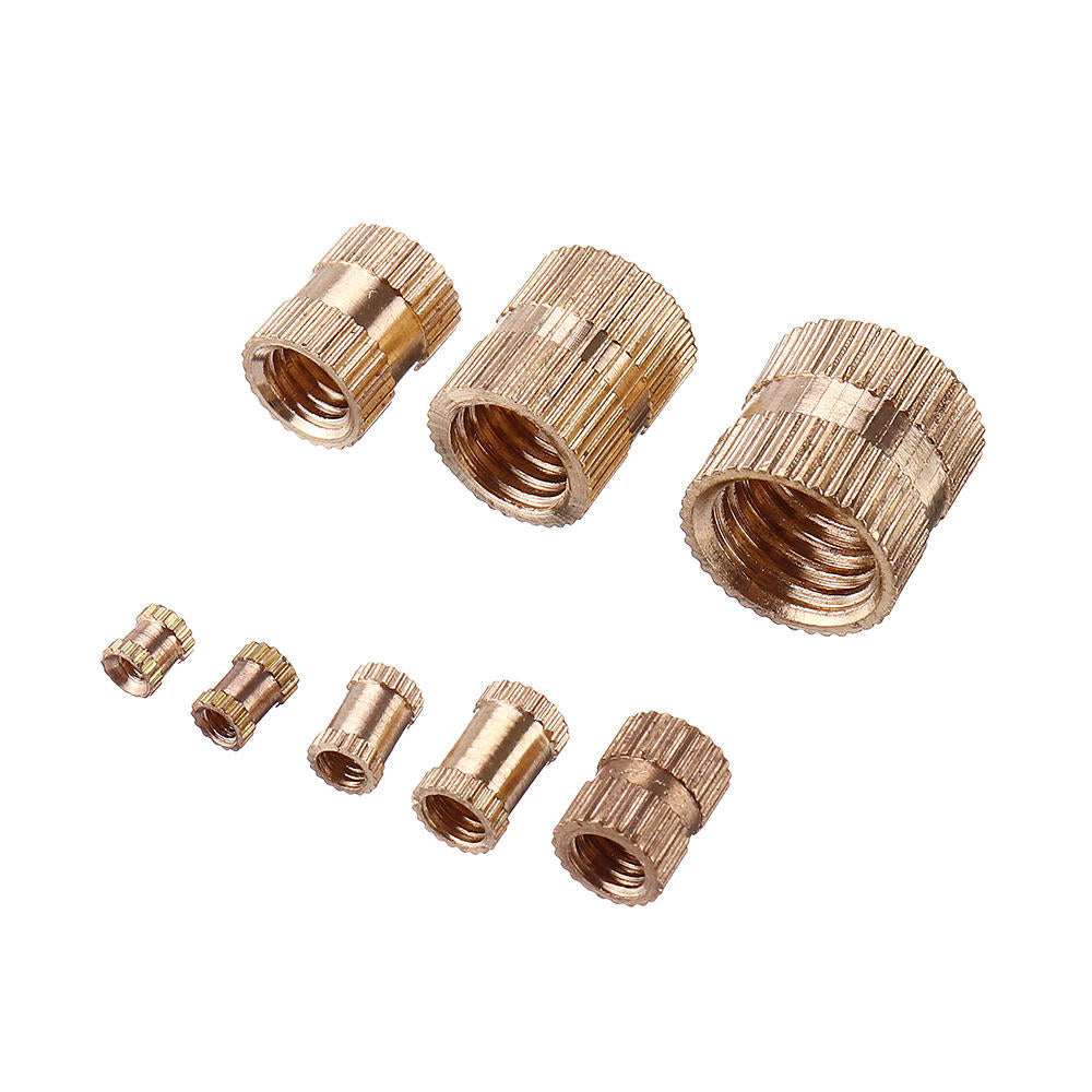 70Pcs M2/M2.5/M3/M4/M5/M6/M8/M10 Knurled Brass Round Female Thread Knurled Nuts Round Insert Embedment Nut Assortment Set