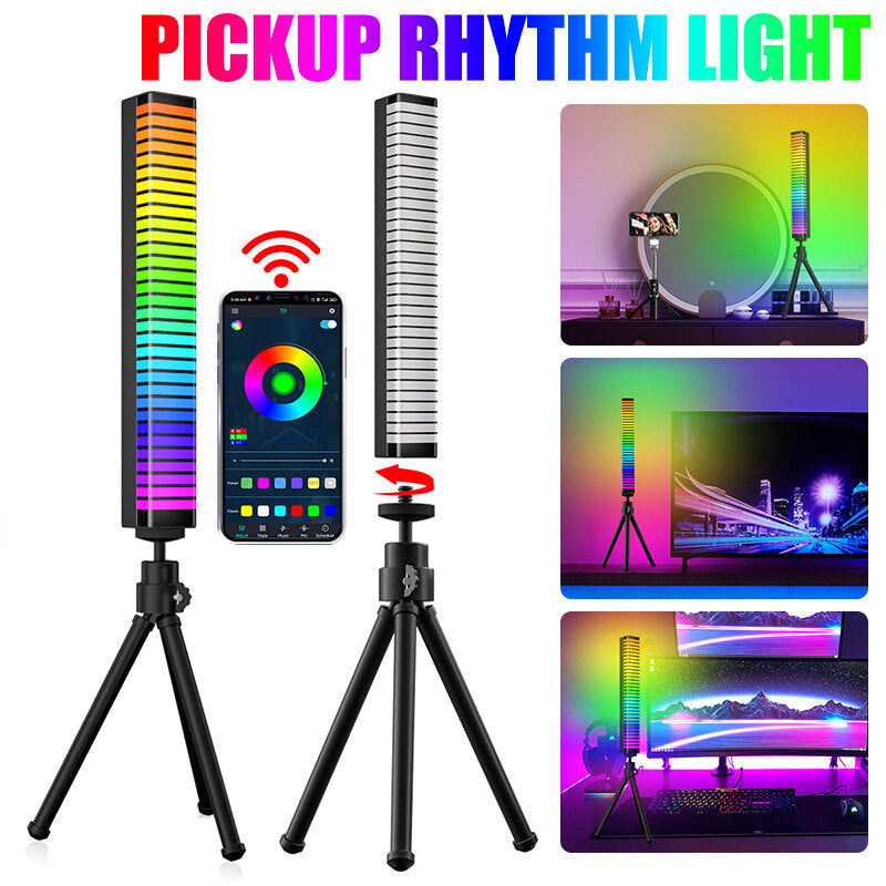 RGB Pickup Bluetooth Atmosphere Light with Tripod Music Car Rhythm Light Car LED Atmosphere Light Phantom Color Voice Control Music Sensor Light