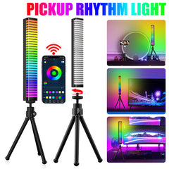 RGB Pickup Bluetooth Atmosphere Light with Tripod Music Car Rhythm Light Car LED Atmosphere Light Phantom Color Voice Control Music Sensor Light