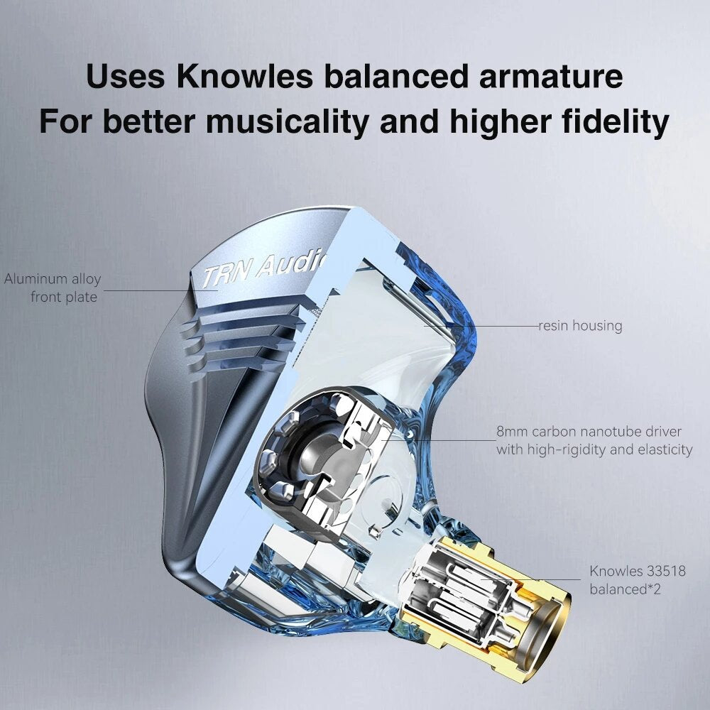 Earphone Knowles 2BA+1DD Driver Hi-Fi Music Sports Earbuds Headset Detachable Cable 2PIN Cable ZS10 PRO ZSX [2BA+1DD]