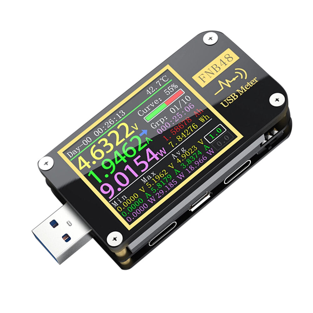 USB Tester Voltmeter Ammeter Bluetooth APP Tester Current and Voltmeter USB Tester With USB-A Micro USB Type-C Interface