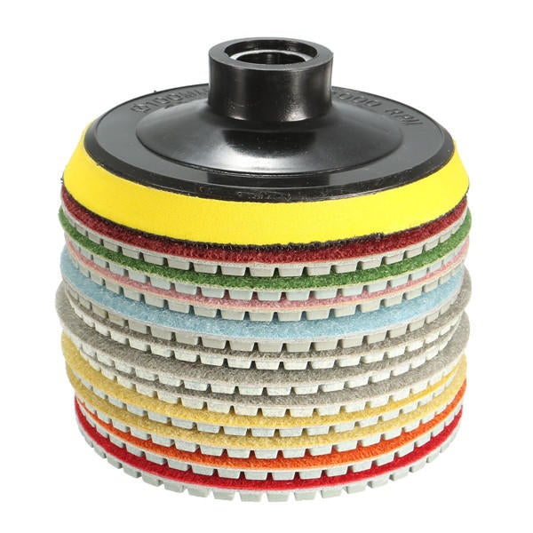 12pcs 4 Inch 50-6000 Grit Diamond Polishing Pads Set for Granite Concrete Marble