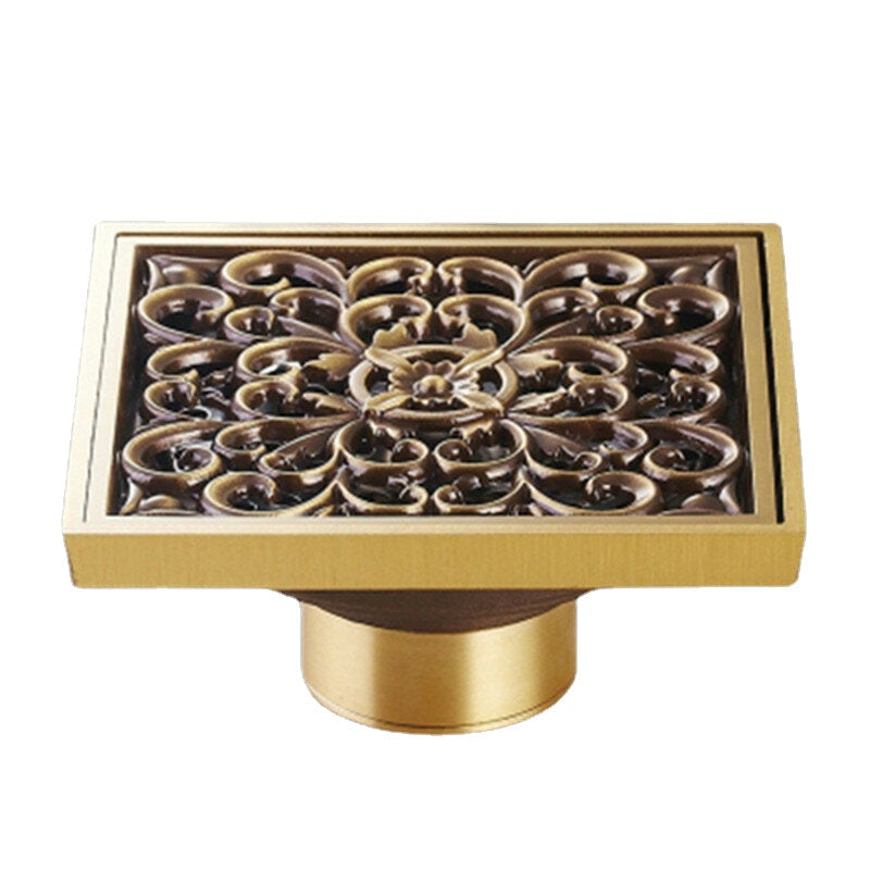 Euro Floor Drain Antique Brass Shower Bathroom Deodorant Square Strainer Cover Grate Waste