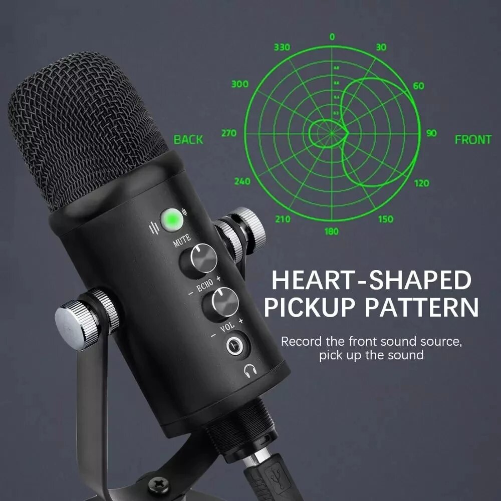 Metal USB Mic Condenser Microphone Recording for Laptop Windows Cardioid Studio Vocals Voice Over YouTube Tik Tok