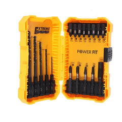 18PCS Screwdriver Drill Bit Set 5PCS 2-6mm Twist Drill Bit 12PCS Phillips Torx Square Screwdriver Bit and Quick Change Extension Rod with Box