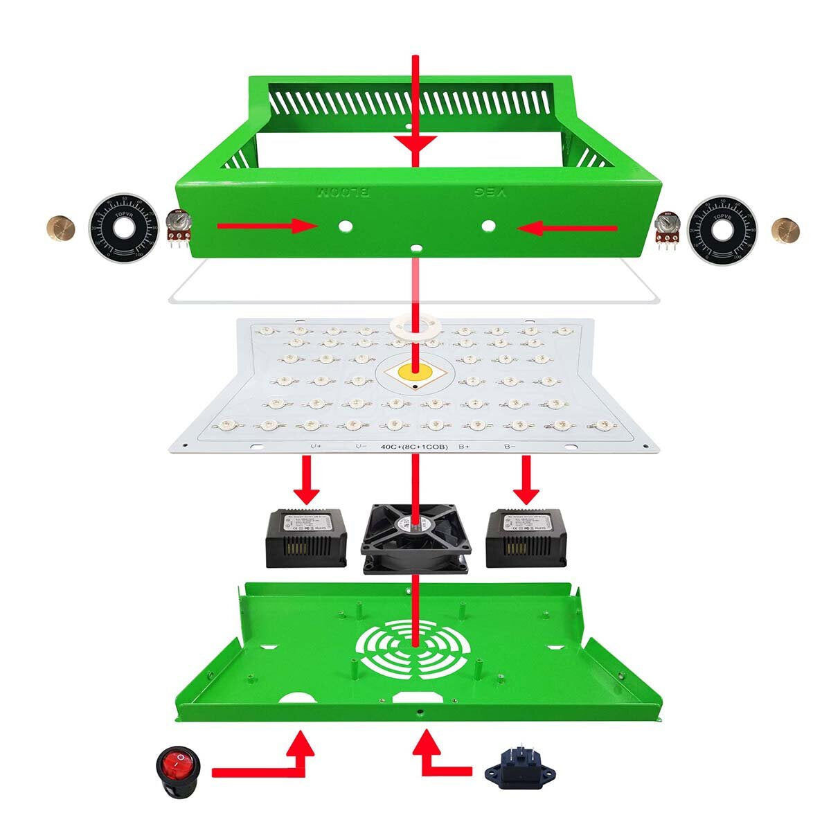 1200W Full Spectrum LED Plant Grow Light for Indoor Flower Vegetable 85-265V