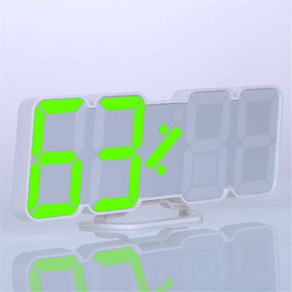 3D LED Digital Wall Clock Wireless Remote Digital RGB LED Alarm Clock USB Sound Control Snooze Functions Wall Desktop Clock