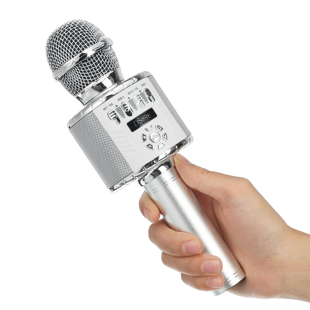3-IN-1 Wireless Microphone 2*13W Hi-Fi Bluetooth Speaker TF Card 2600mAh Luminous Handheld Mic Recorder Singing Player for KTV K Songs