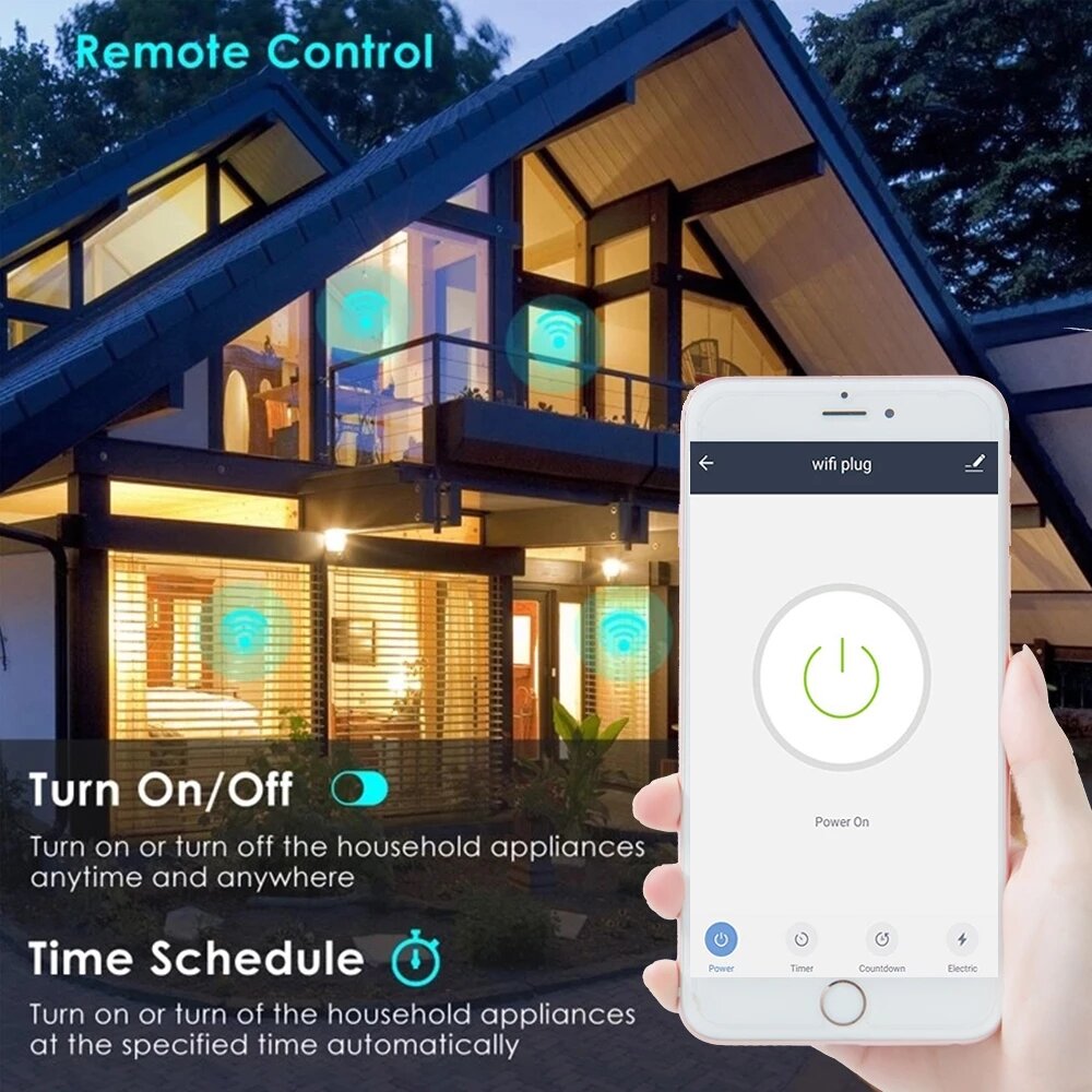 Smart WiFi Socket Wireless Remote Control Voice Control Smart Power Socket With Power Monitor