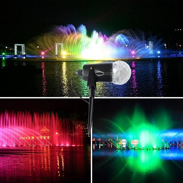 3W Rotating Crystal Ball LED Christmas Projection Stage Light Waterproof Outdoor Landscape Spotlight