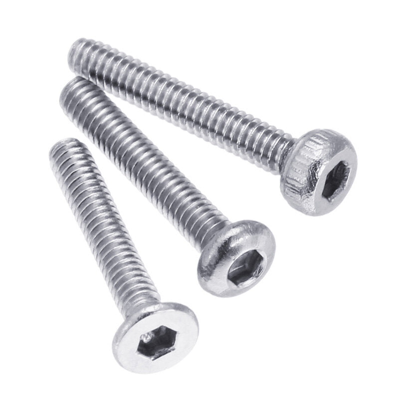 600Pcs M2 304 Stainless Steel Hex Socket CapButtonFlat Head Screw Washer Nut Kit