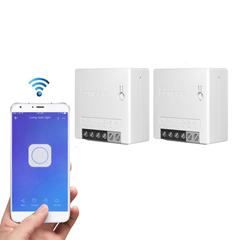 2pcs MiniR2 Two Way Smart Switch 10A AC100-240V Works with Amazon Alexa Google Home Assistant Nest Supports DIY Mode Allows to Flash the Firmware