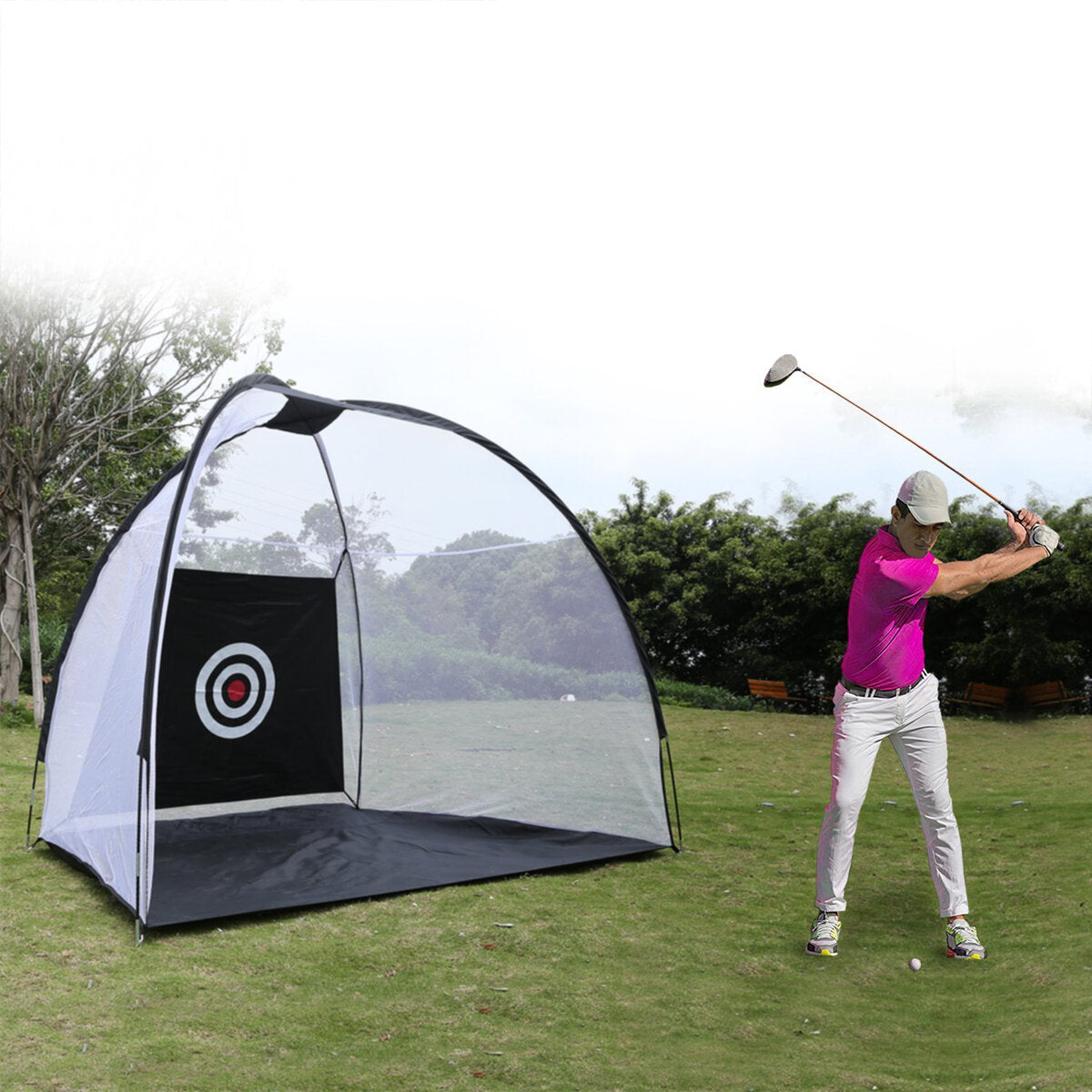 10FT/7FT Golf Net Training Aid Hitting Practice Lawn Driving Net Golf Training Net