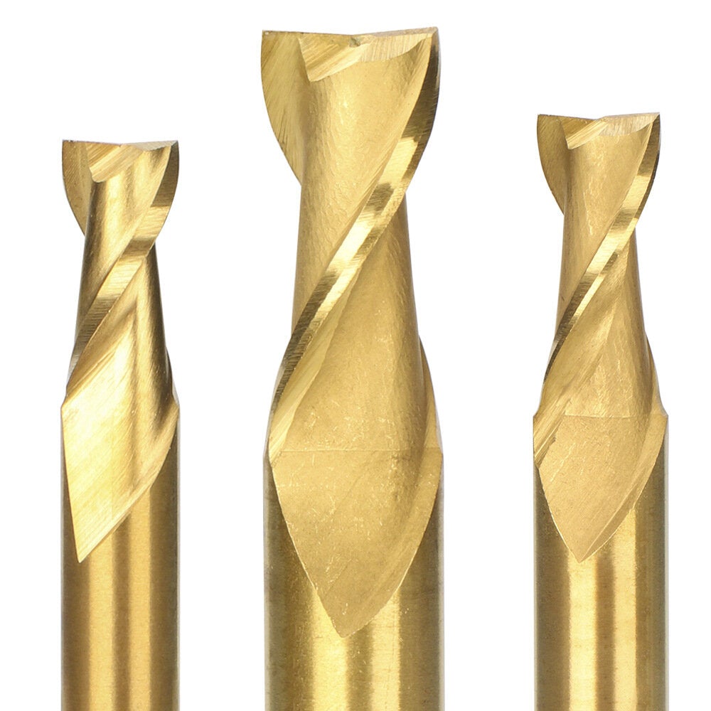 11pcs 2-12 HSS Milling Cutter 2 Flute Spiral End Mill for Wood Metal Aluminum Tool CNC Router Bit