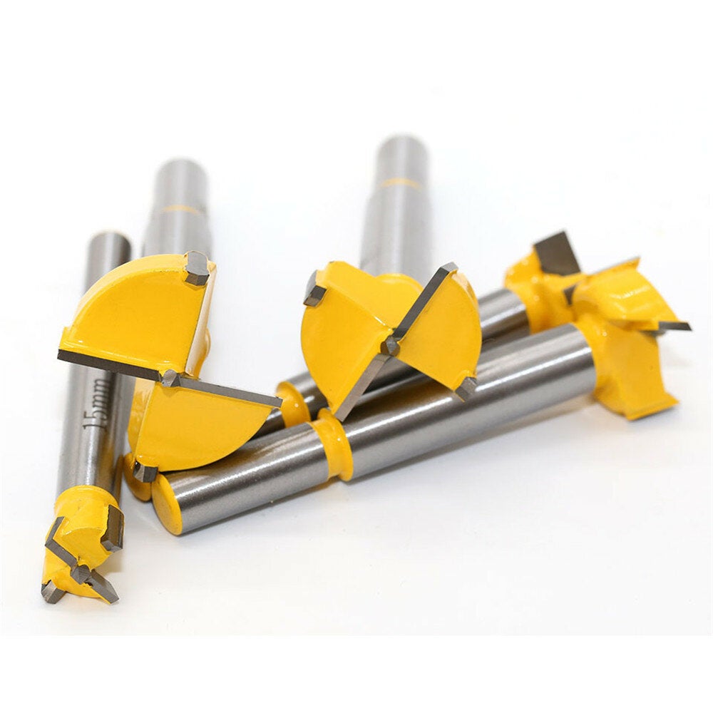 5pc Carbide Tip Forstner Hinge Boring Drill Bit Set for Carpentry Wood Window Hole Cutter Auger Wooden Drilling Dia 15 20 25 30 35mm