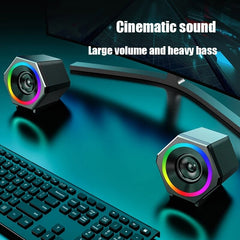 Multimedia Speaker 3.5mm USB RGB Speaker Combo Stereo Bass Gaming Subwoofer Computer Speaker for Laptop Computer