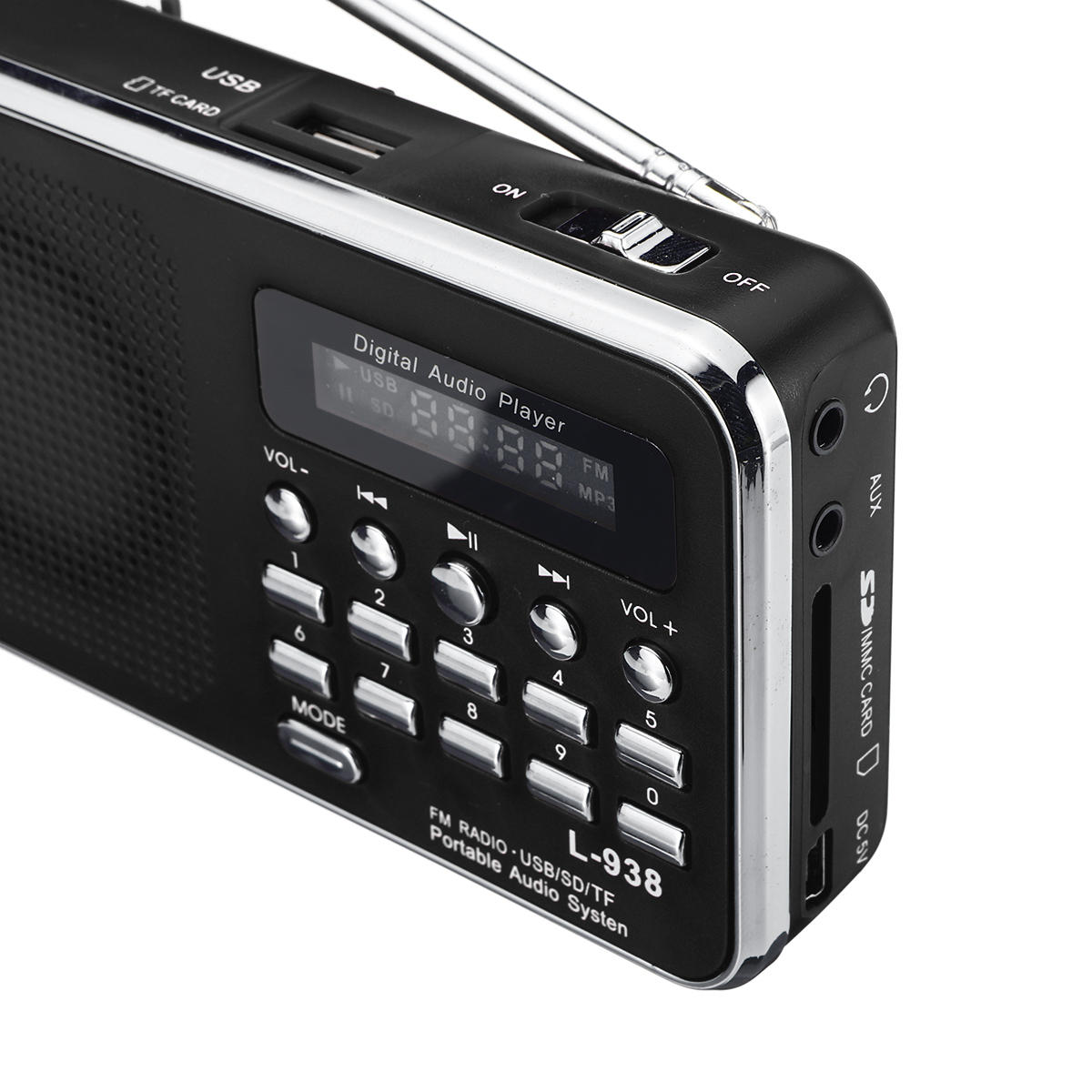 Portable FM 87.5-108MHZ 4.2V 4 Radio TF SD Card AUX Loop Play Speaker MP3 Music Player