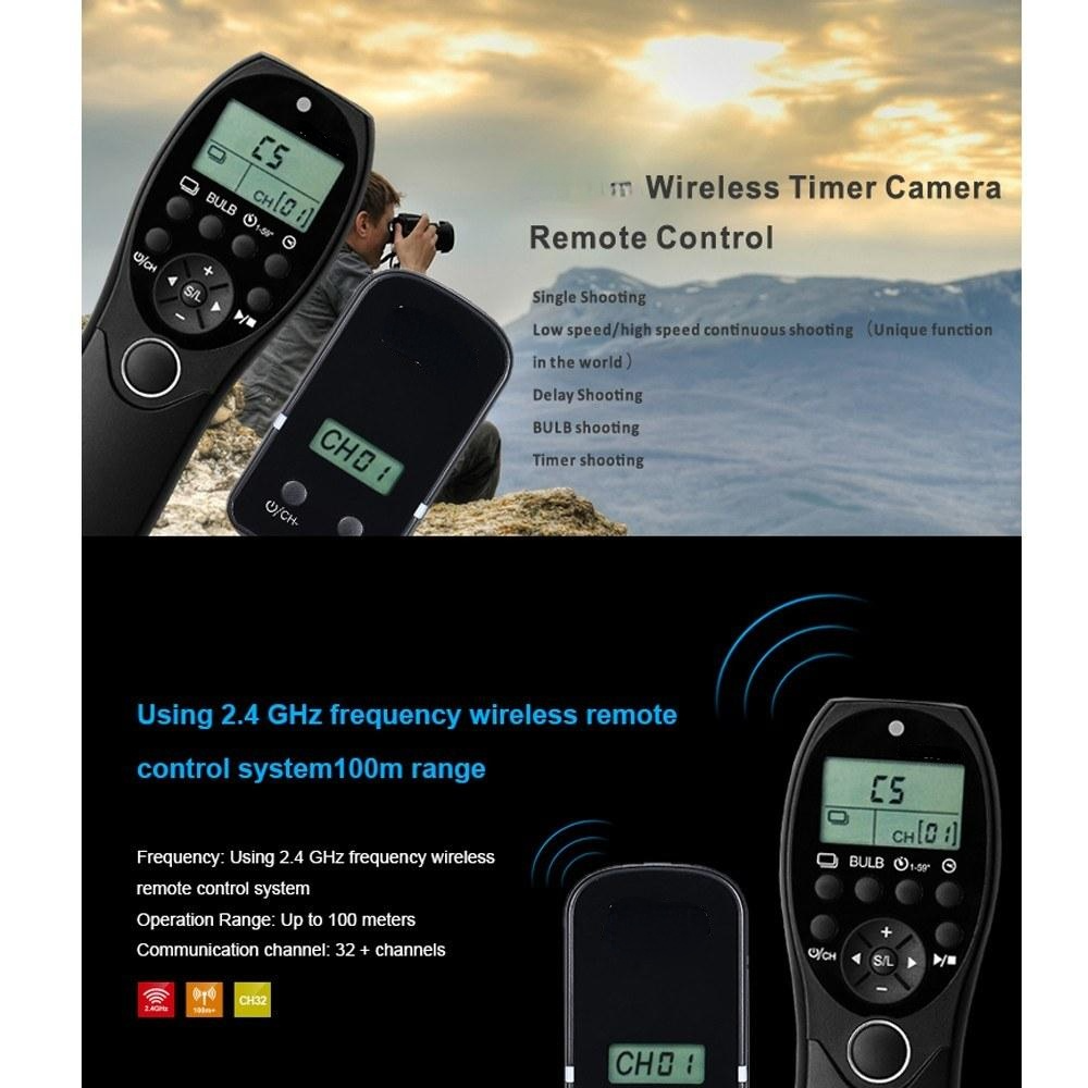 2.4G Wireless Remote Control LCD Timer Shutter Release Transmitter Receiver 32 Channels