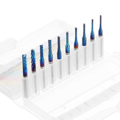 10pcs 1.3-3.175mm Blue NACO Coated PCB Bits Carbide Engraving Milling Cutter For CNC Tool Rotary Burrs