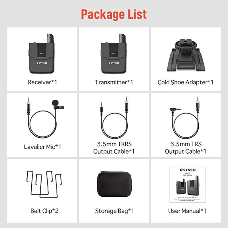 Wireless Lavalier Microphone System Lapel Video Mic 16 Channel Max 50m Transmission Range for Camera and Smartphones