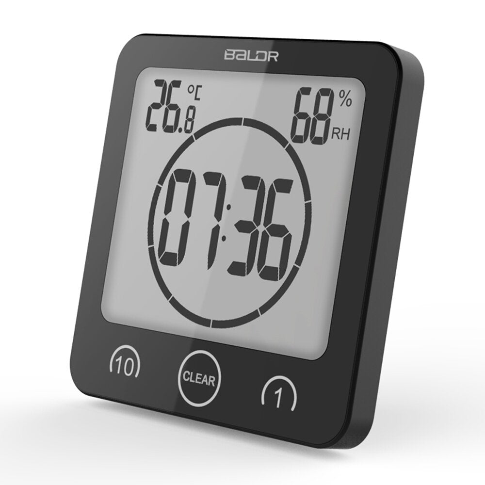 Digital Waterproof Shower Clock Temperature Sensor Wall Countdown Bathroom Timer